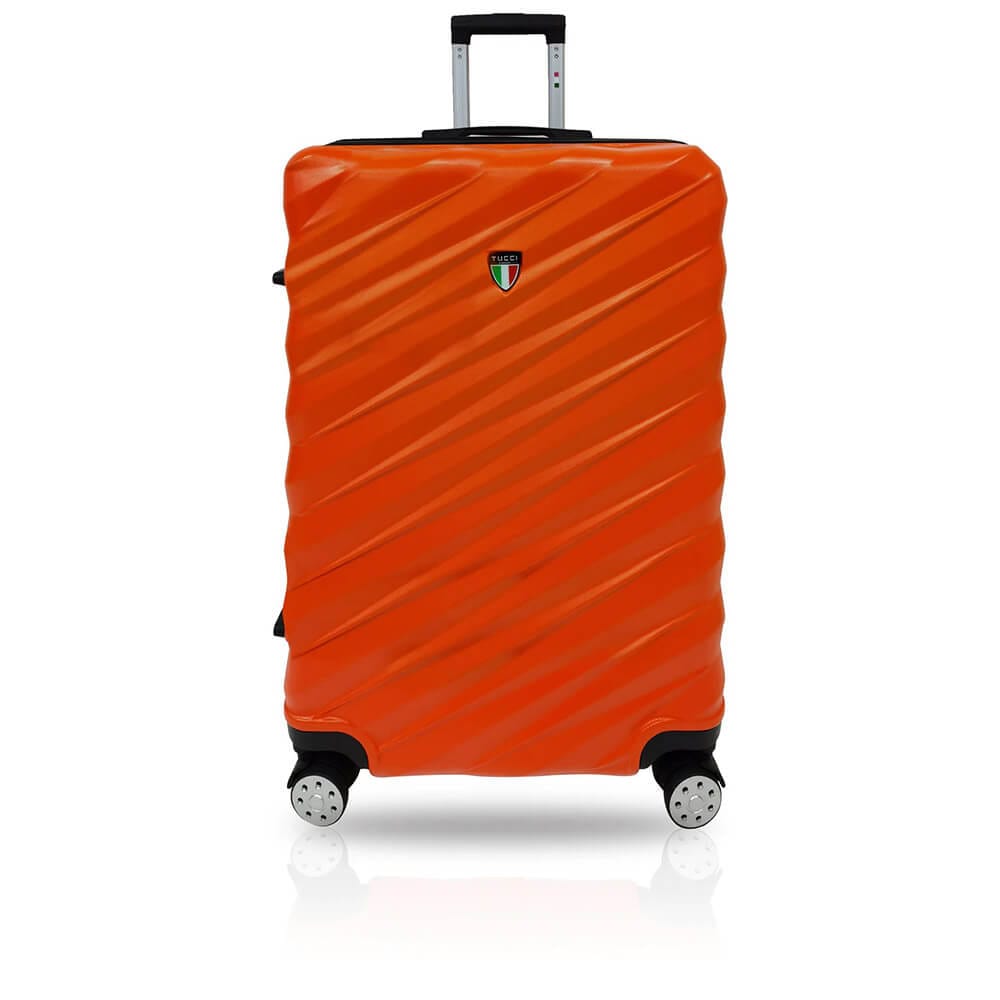 TUCCI Italy Storto 3-Piece (20", 24", 28") Luggage Set, Orange