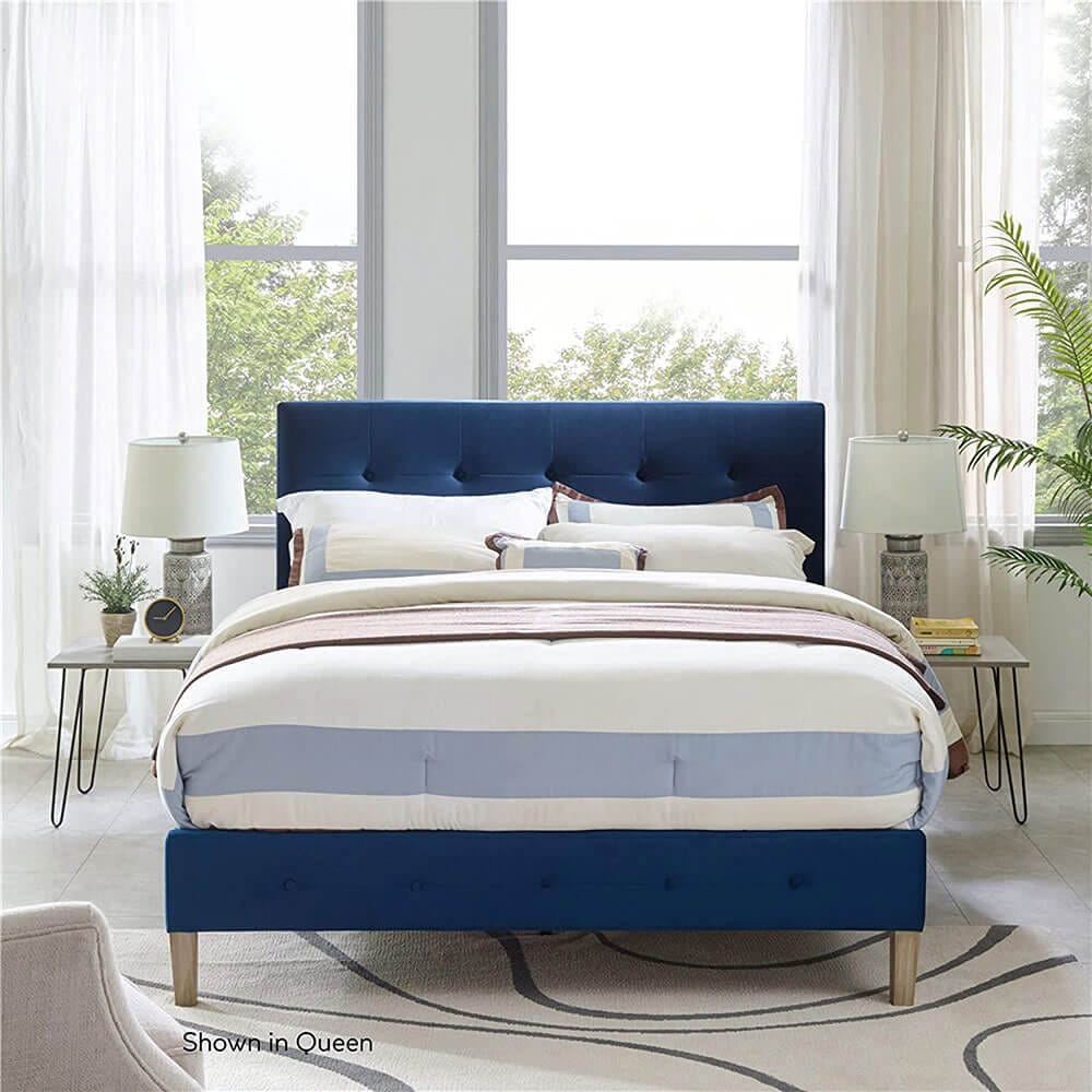 Classic Brands Seattle Upholstered Full Platform Bed Frame, Antonio Sapphire