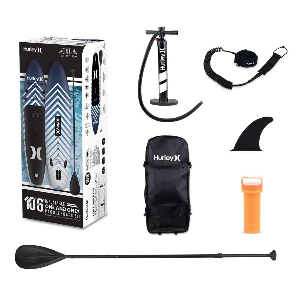 Hurley One and Only 10'6" Inflatable Stand Up Paddle Board Kit, Signal Blue