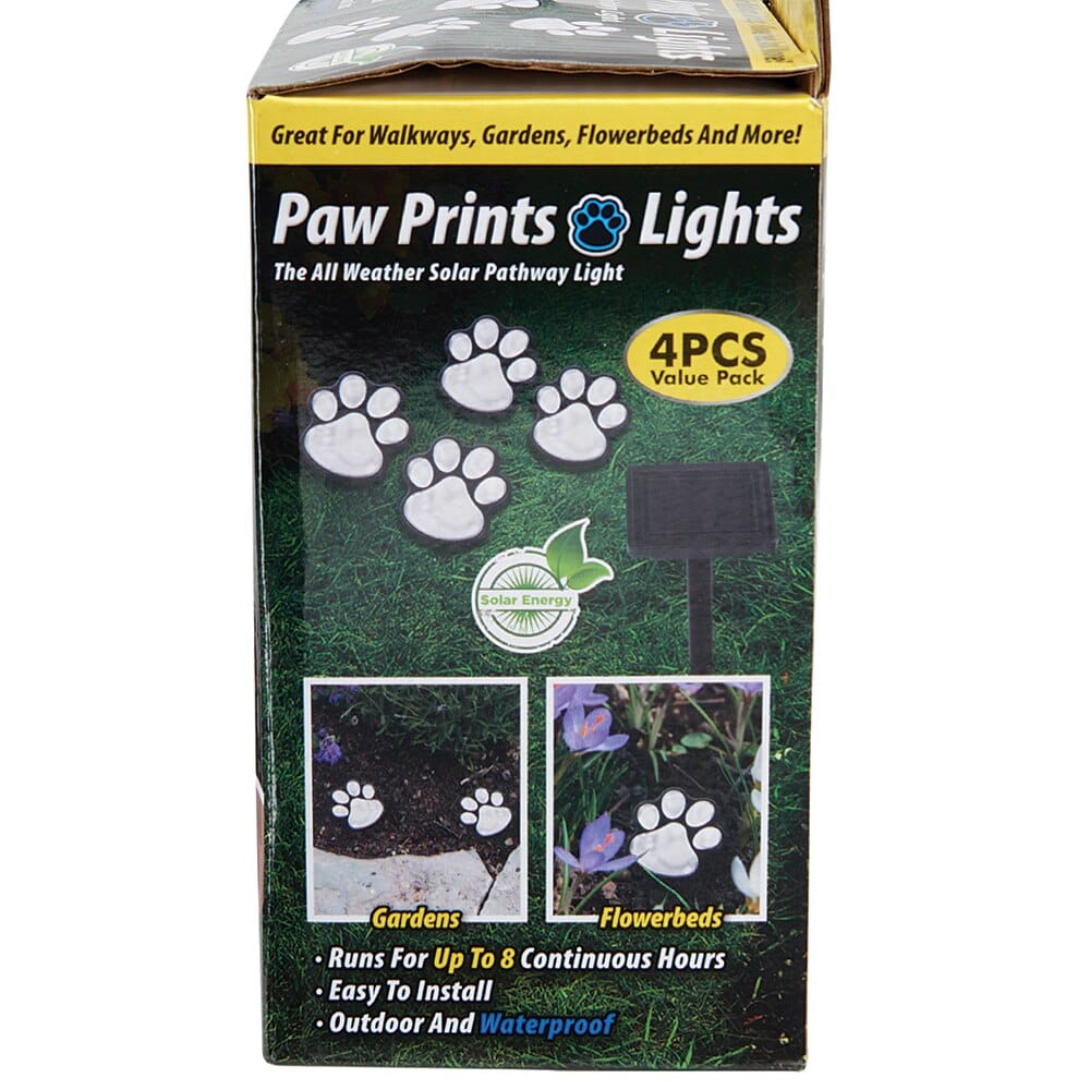 Paw Prints Solar LED Pathway Lights, 4-Piece