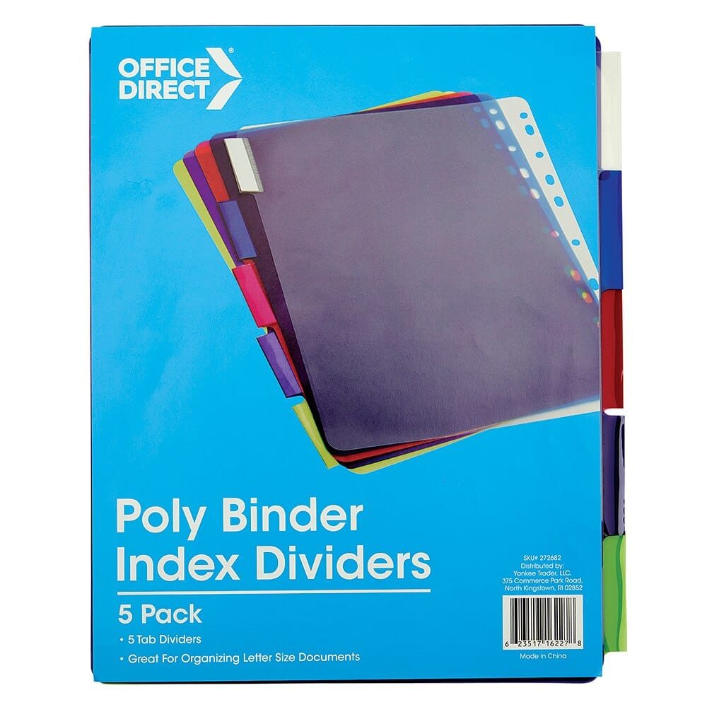 Office Direct Poly Binder Index Dividers, 5-Count