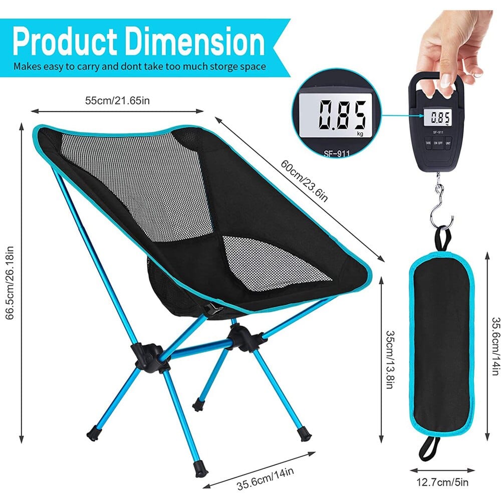Ultralight Compact Foldable Camping Chair, Lake Blue