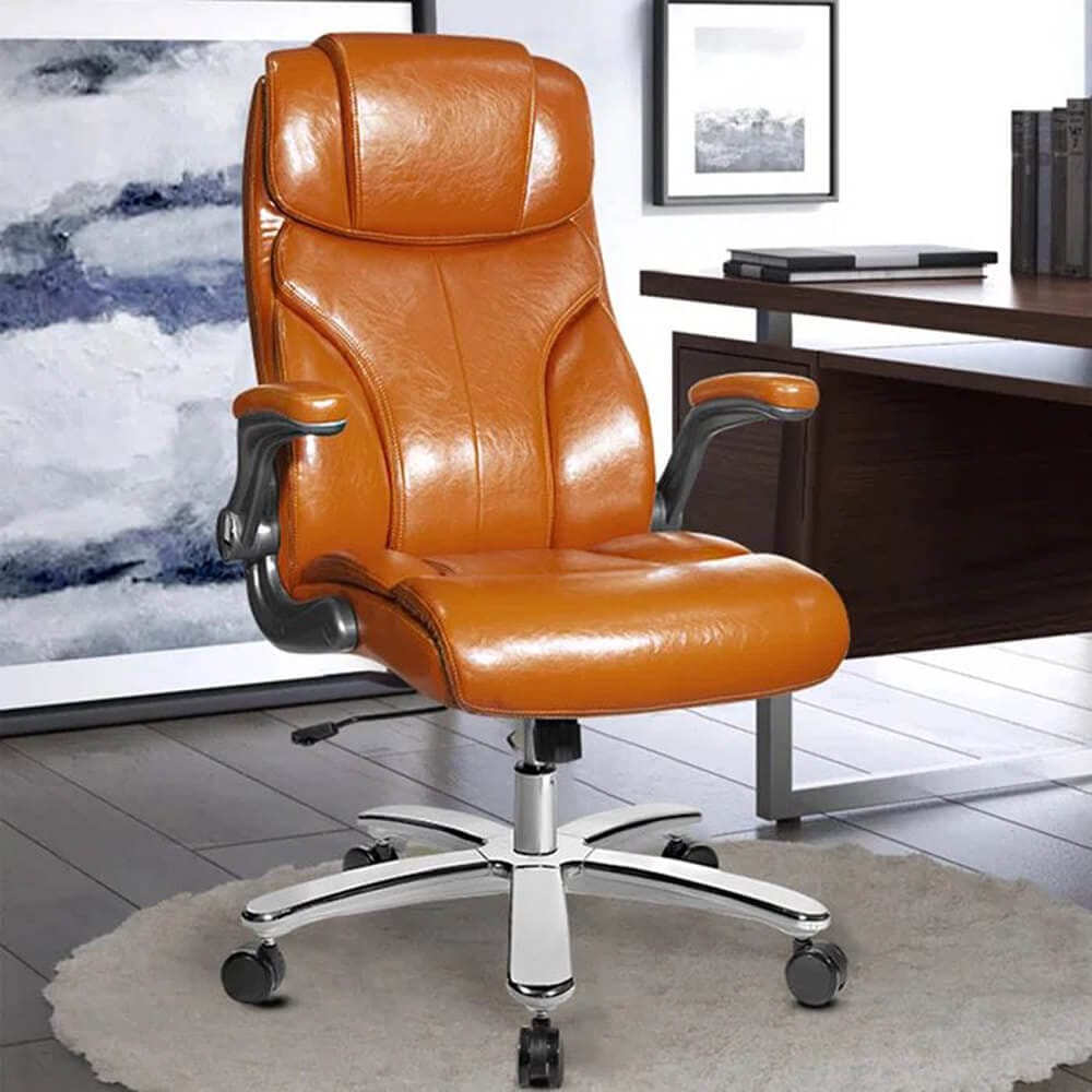Mecor High-Back Faux-Leather Executive Office Chair, Brown