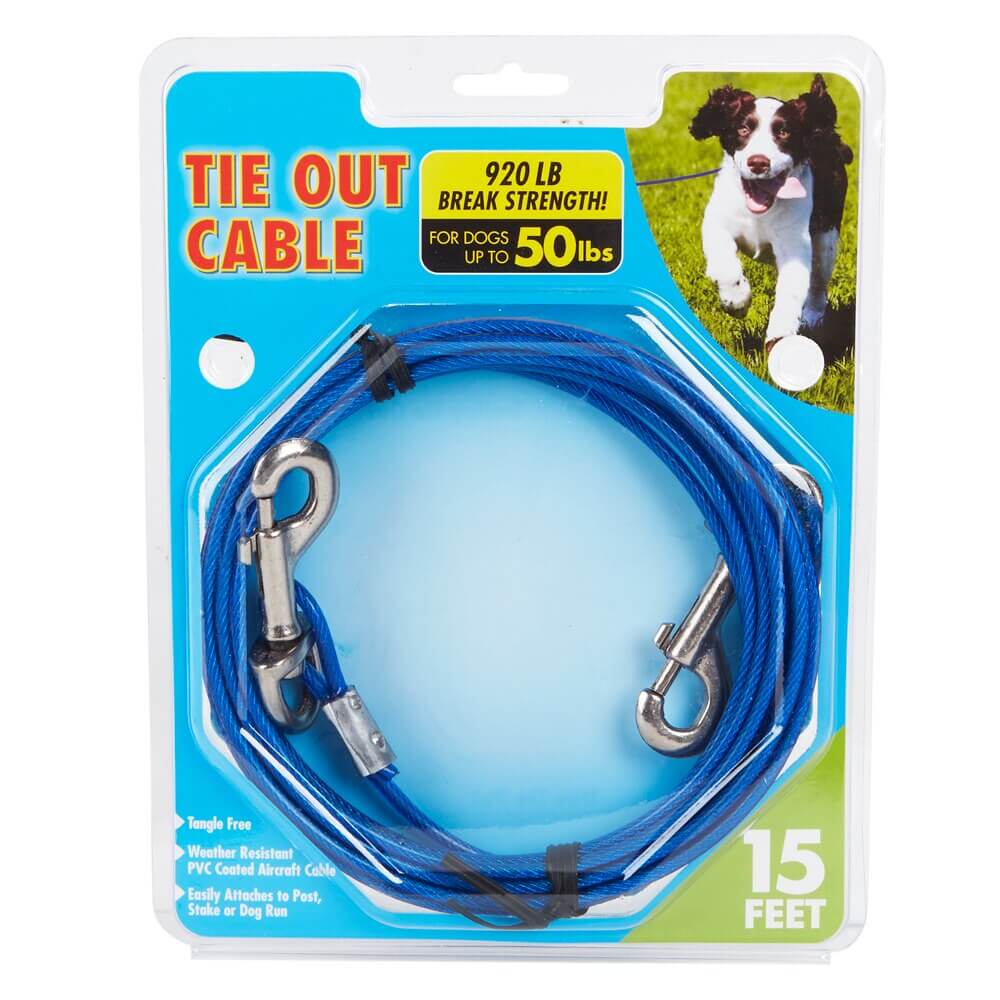 15' Dog Tie Out Cable, For Dogs up to 50 lbs