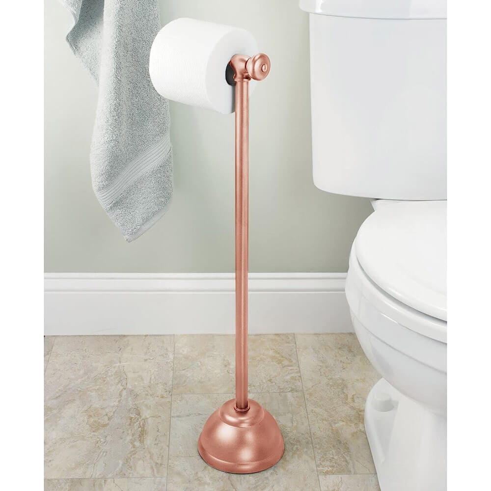 mDesign Metal Toilet Paper Holder & Dispenser for Bathroom, Rose Gold