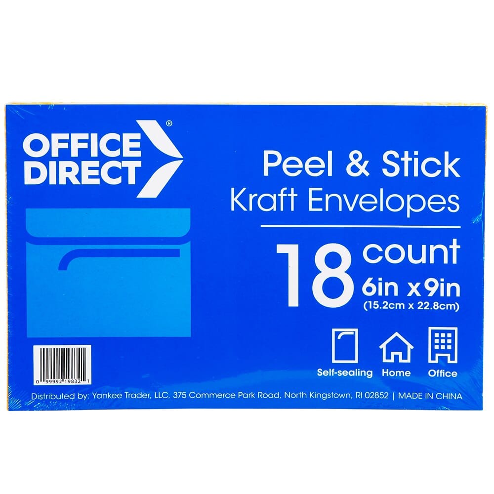 Office Direct Peel and Stick 6" x 9" Kraft Envelopes, 18-Count