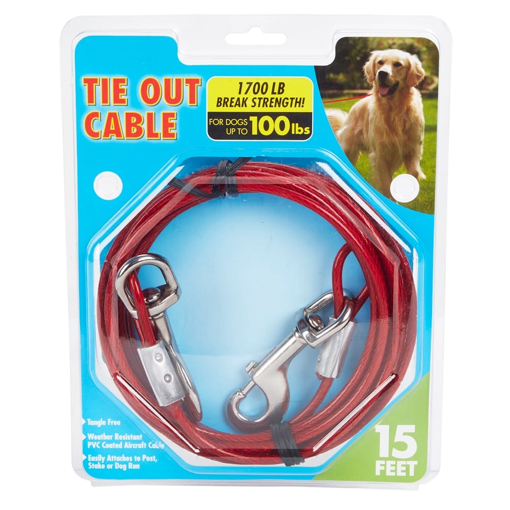 15' Dog Tie Out Cable, For Dogs up to 100 lbs