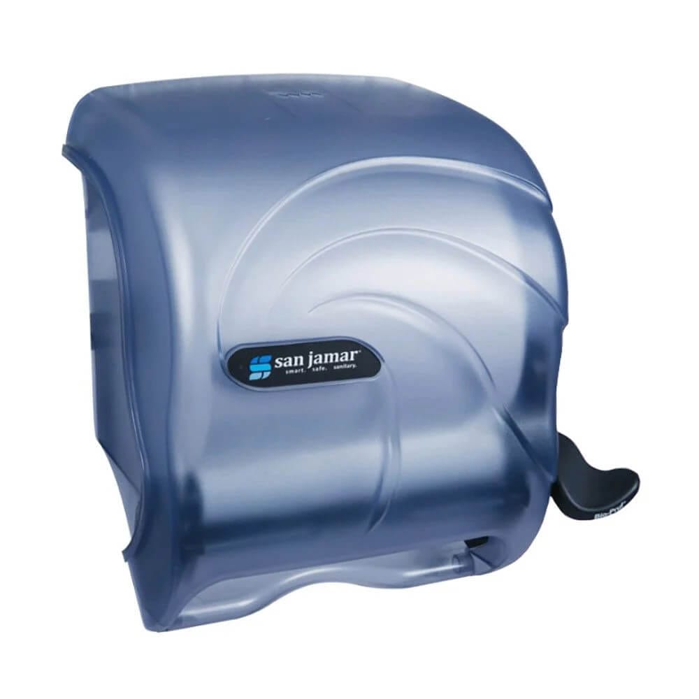 San Jamar Element Lever Oceans Roll Paper Towel Dispenser, Transparent Blue