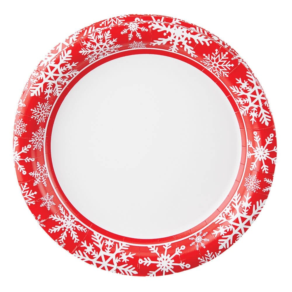 Glad Limited Edition Premium 7" Red Snowflake Paper Plates, 30 Count