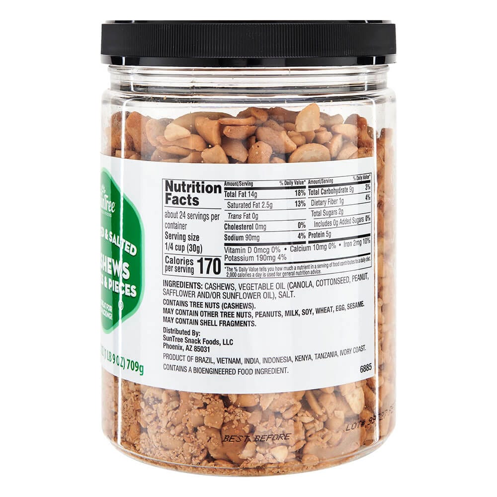 SunTree Roasted and Salted Cashews Halves and Pieces, 25 oz