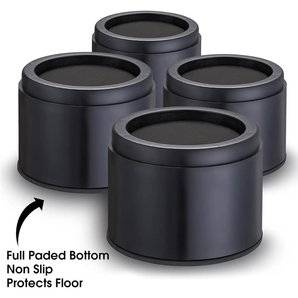 iPrimio 3-Inch Lift Round Bed Risers, Set of 4, Black