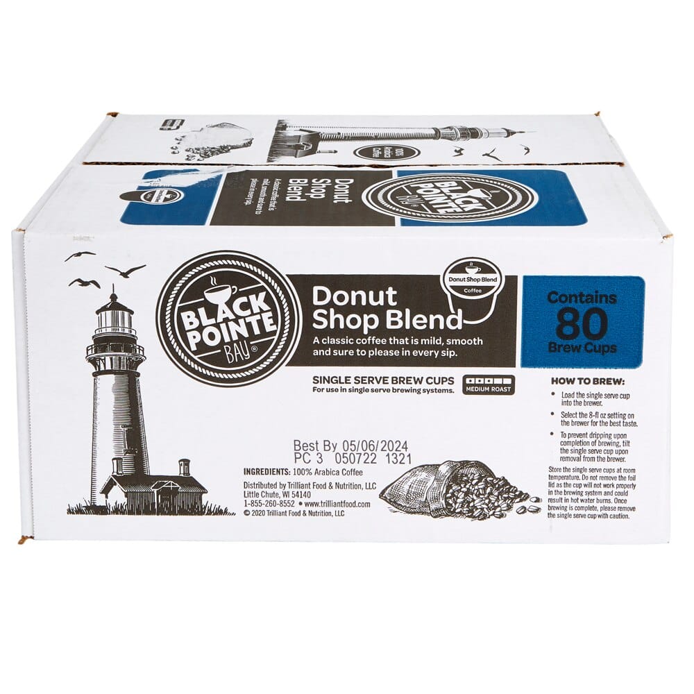 Black Pointe Bay Medium Roast Donut Shop Blend Coffee Cups, 80 Count