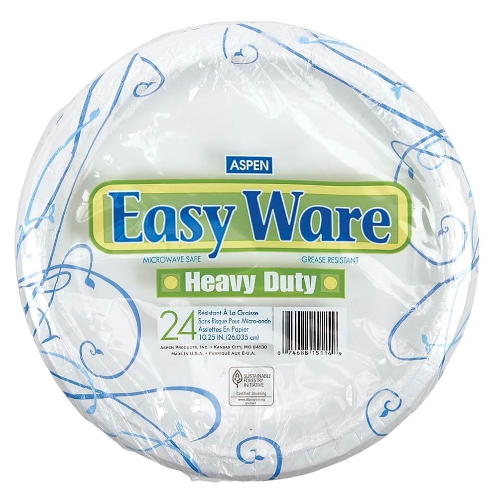 Aspen Easy Ware 10.25" Heavy-Duty Paper Plates, 24-Count