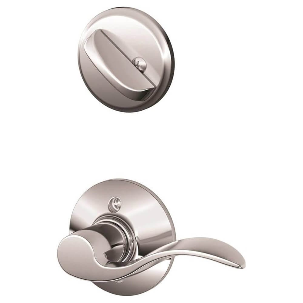 Schlage Accent Interior Left-Handed Door Lever with Deadbolt, Bright Chrome