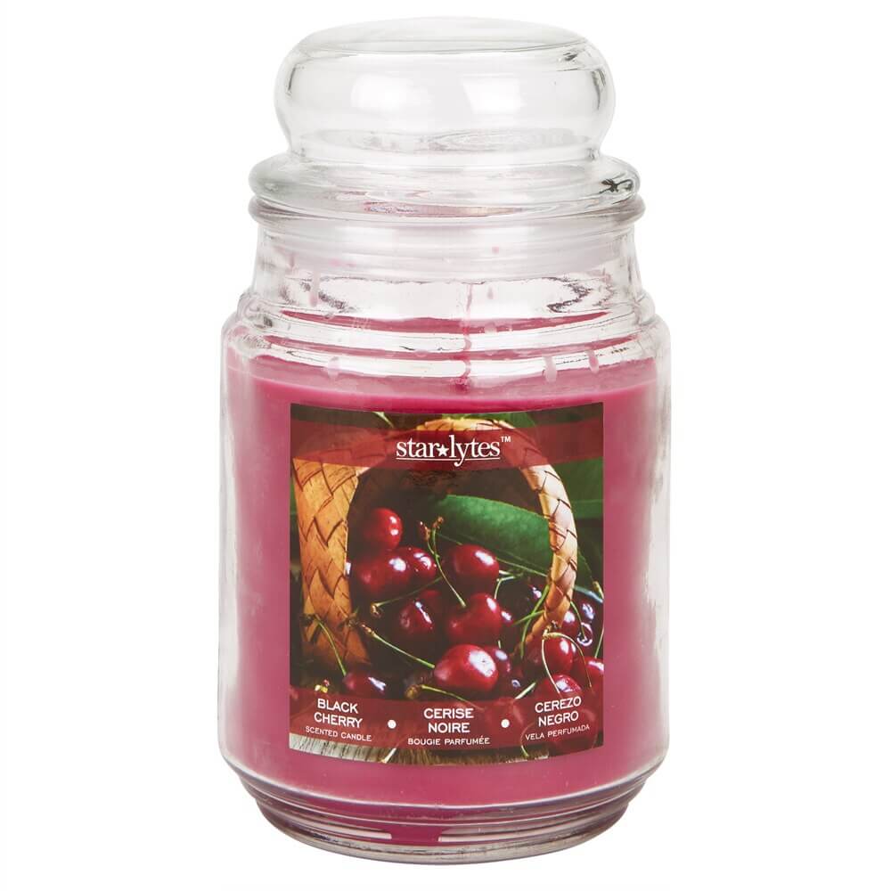 Star Lytes Black Cherry Apothecary Scented Jar Candle, 18 oz