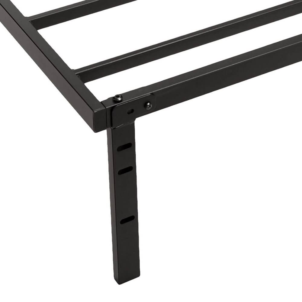 Heavy-Duty Non-Slip Bed Frame with Steel Slats, Full, Black