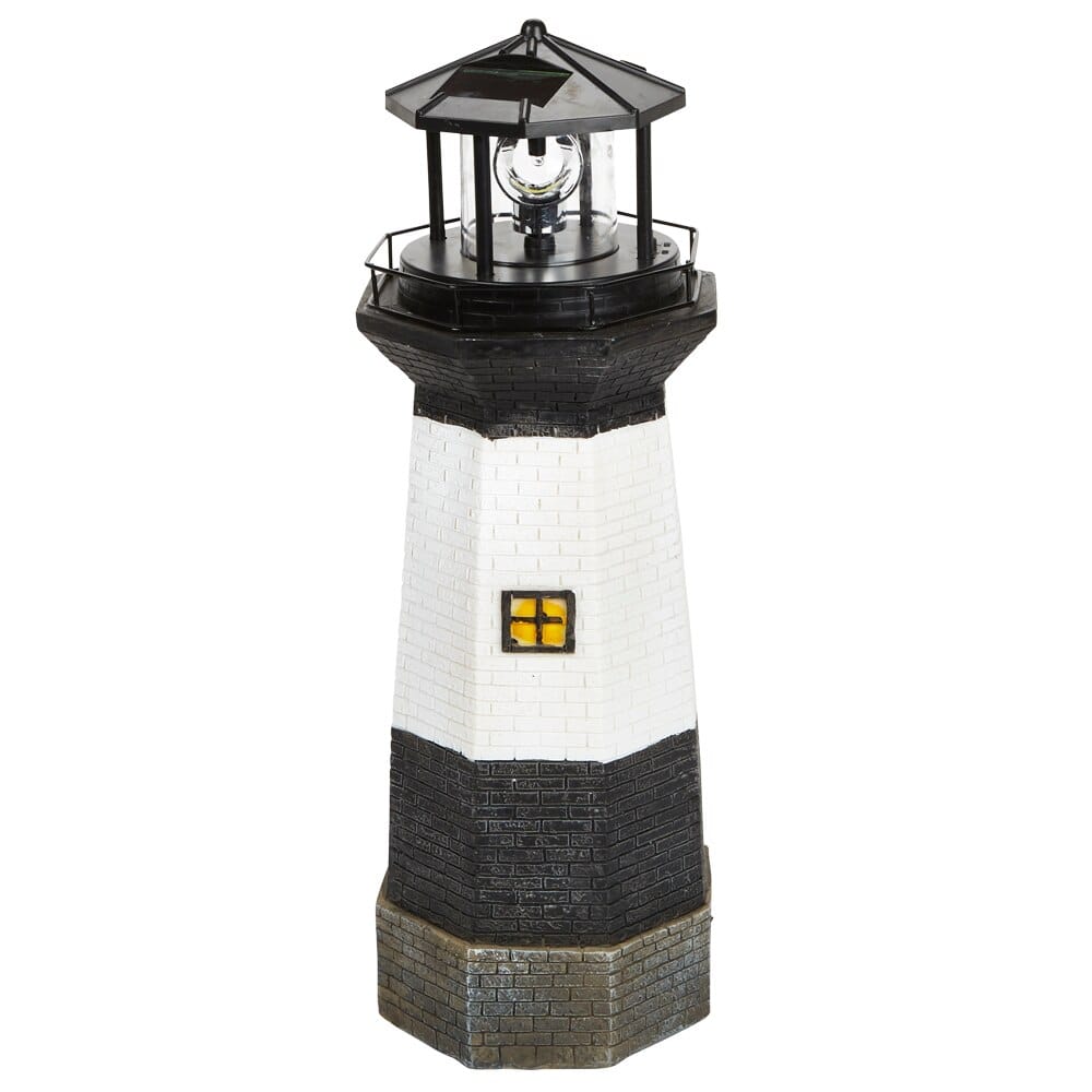 Solar Lighthouse with Rotating LED Light, 15"