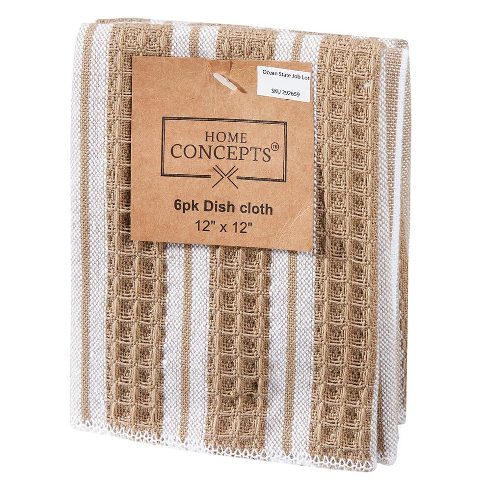 Home Concepts Striped Cotton Dish Cloths, 6 Count