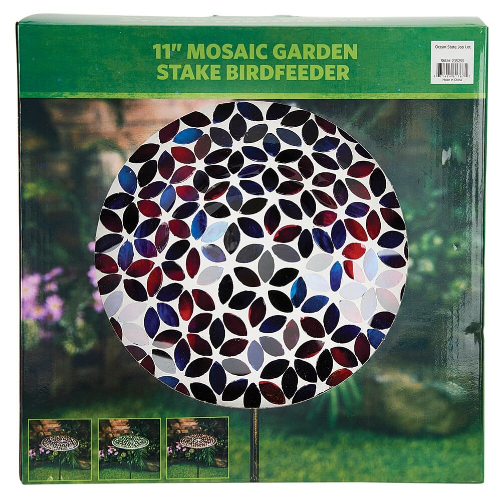 Mosaic Garden Stake Bird Feeder, 11"