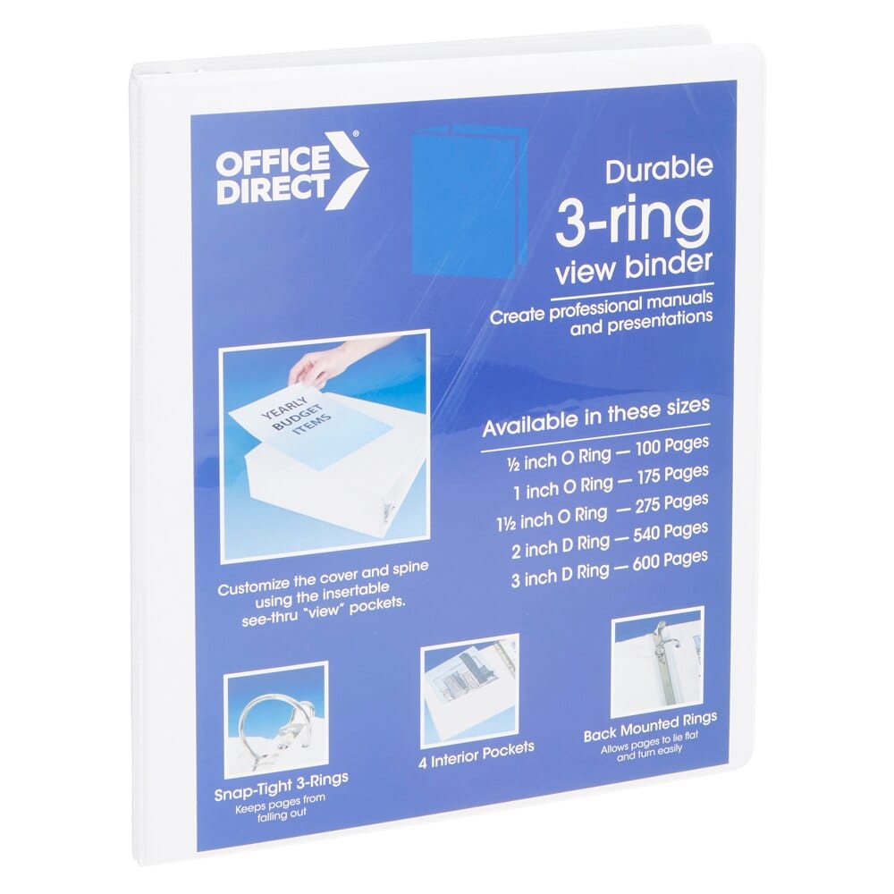Office Direct O-Ring View Binder, 0.5"