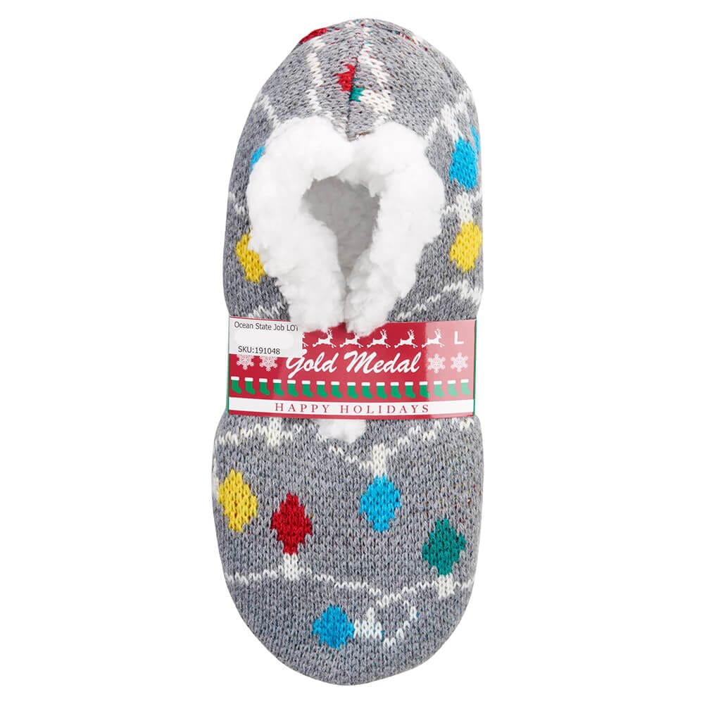 Gold Medal Ladies Christmas Sherpa Slippers