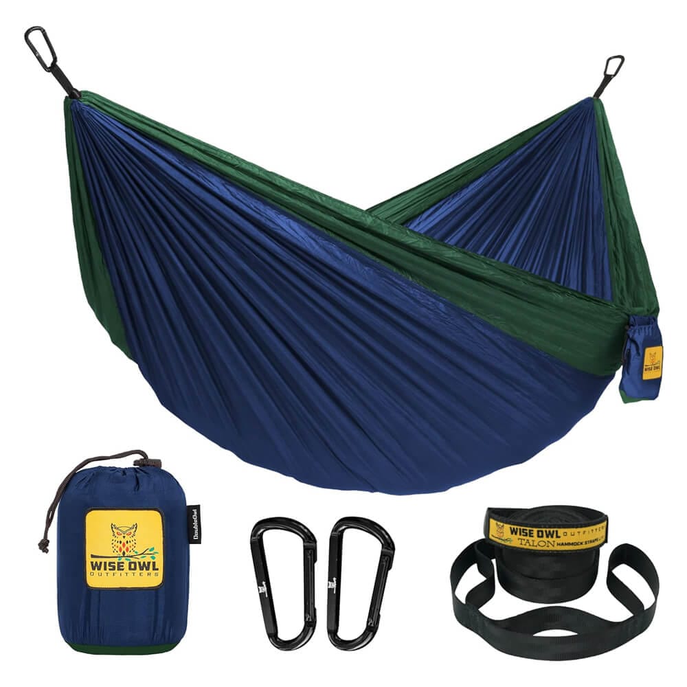 Wise Owl Outfitters Camping Hammock, Navy Blue/Forest Green
