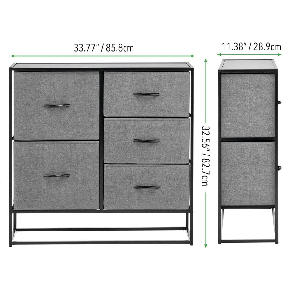 mDesign Tall Modern 5-Drawer Storage Dresser Unit, Charcoal