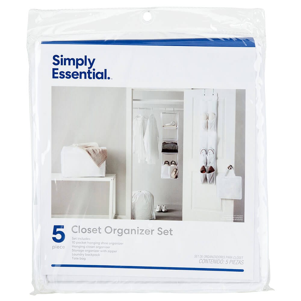 Simply Essential Closet Organizer Set, 5 Piece