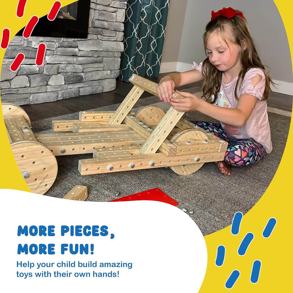 Funphix 290-Piece Wooden Building Blocks Set for Kids