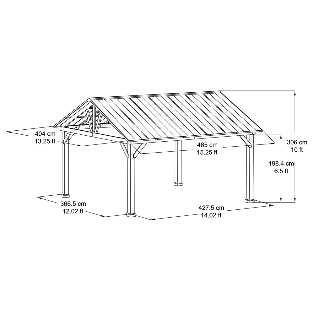 Liberty 13' x 15' Cedar Framed Pavilion with Steel Hardtop Gable Roof