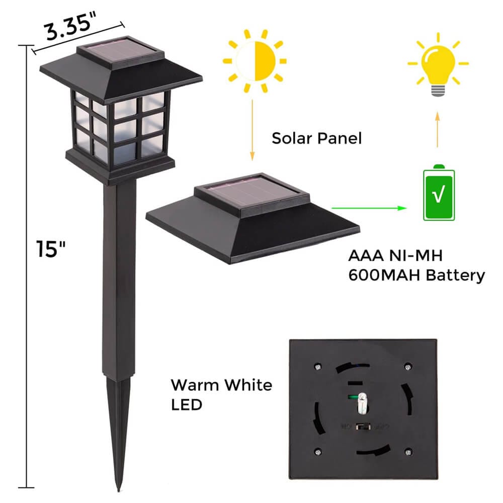 Laurel Canyon Square Solar Pathway Lights, 8-Pack, Black