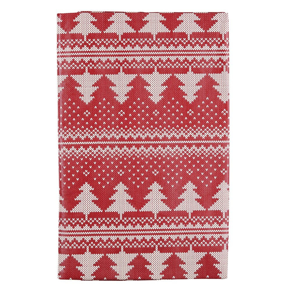 Seasons Greetings Holiday Vinyl Tablecloth with Flannel Backing