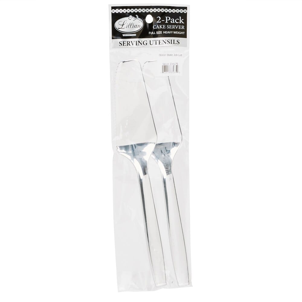Lillian Heavy-Weight Plastic Silver Cake Servers, 2-Count