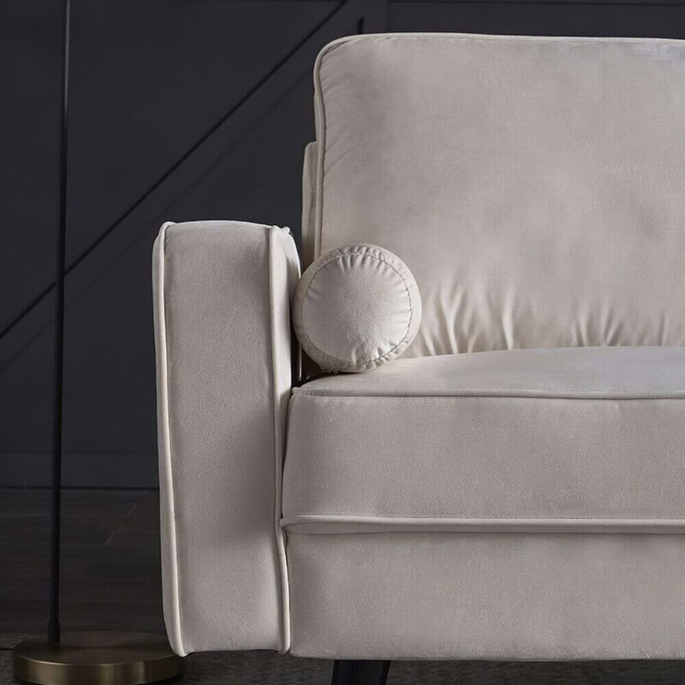 Velvet Square Arm Sofa, White
