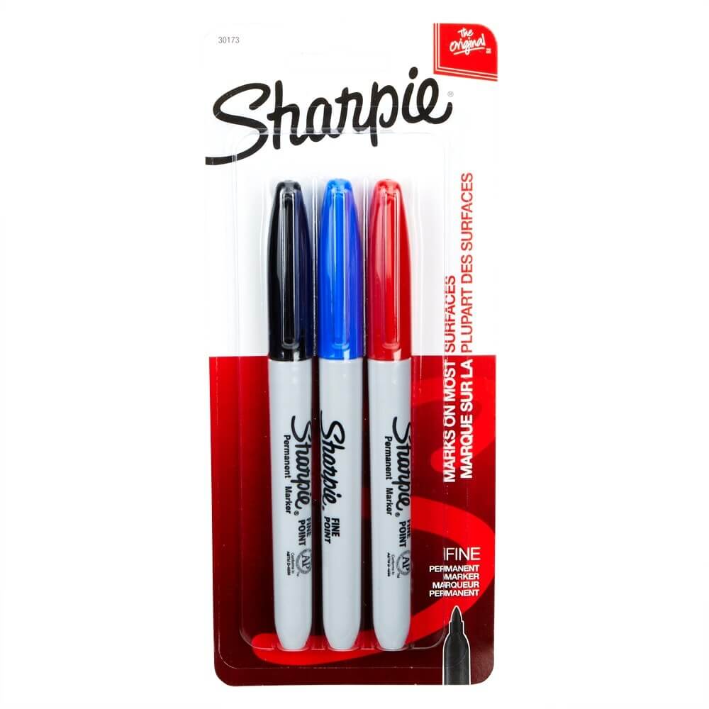 Sharpie Fine Point Assorted Permanent Markers, 3-Count