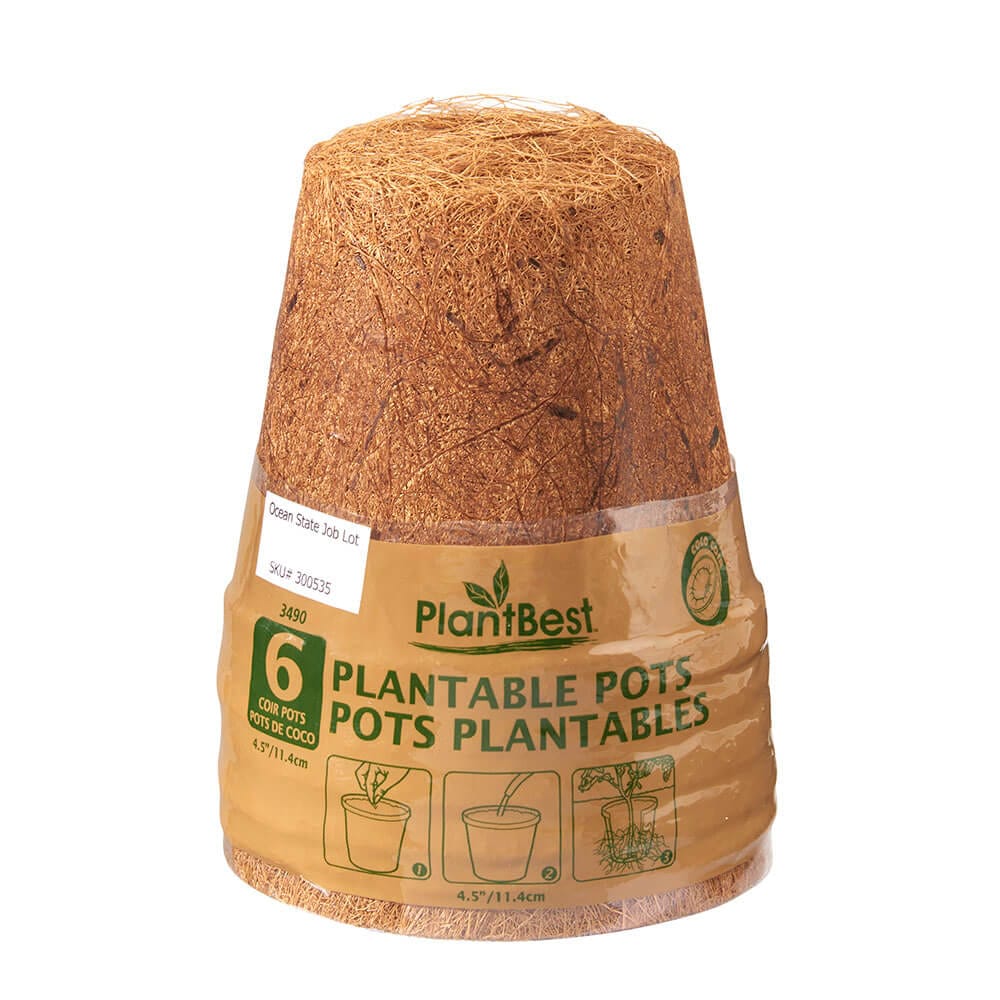 PlantBest Plantable 4.5" Coconut Coir Pots, 6 Count