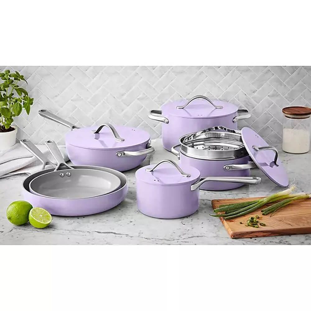 11-Piece Modern Ceramic Cookware Set, Lavender