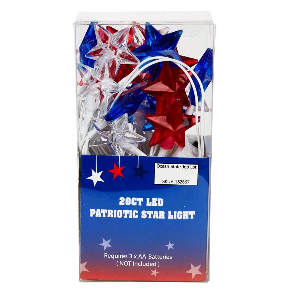 LED Patriotic Star String Lights, 20 Count