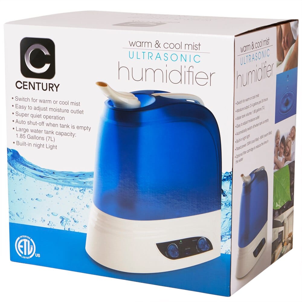 Century Warm Mist Humidifier with Night Light and Ionizer, 7L