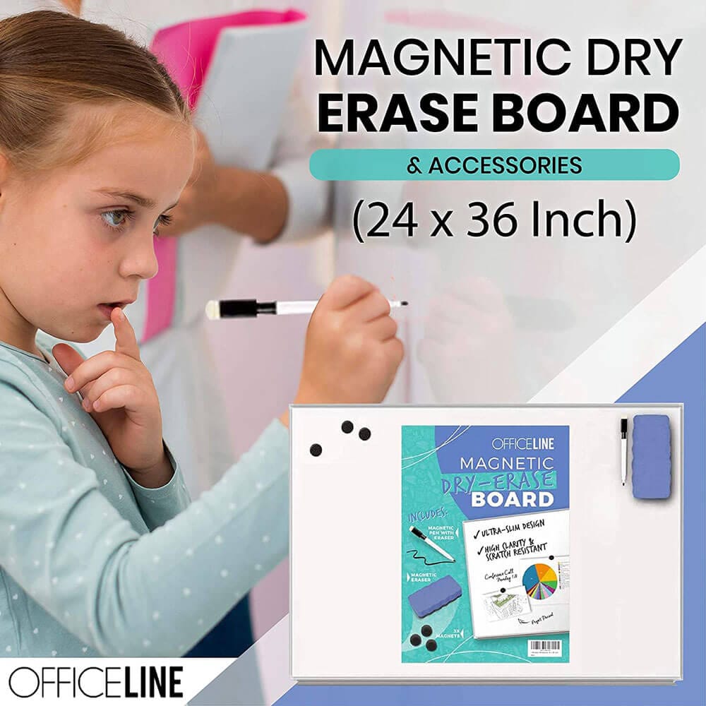 Officeline Ultra-Slim, Lightweight 24" x 36" Magnetic Dry Erase Whiteboard with Accessories