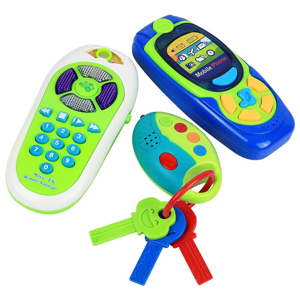 Click N' Play Pretend Play Cell Phone, TV Remote & Car Key Accessory Play Set