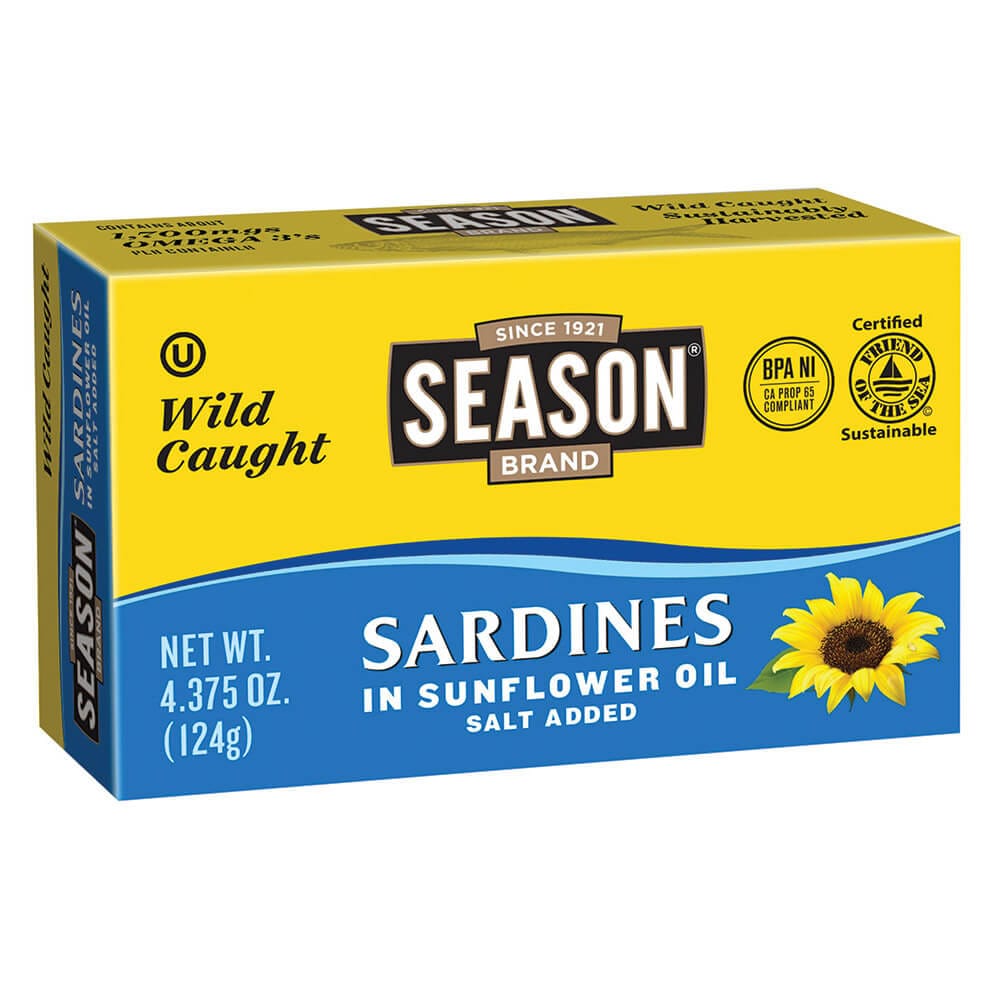 Season Brand Sardines in Sunflower Oil, 4.37 oz