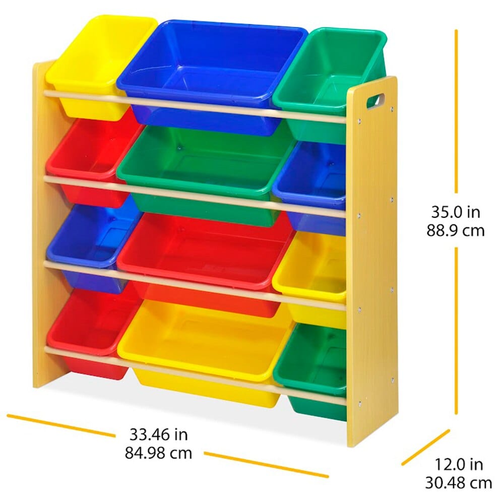 Whitmor 12-Bin Storage Organizer, Primary Colors