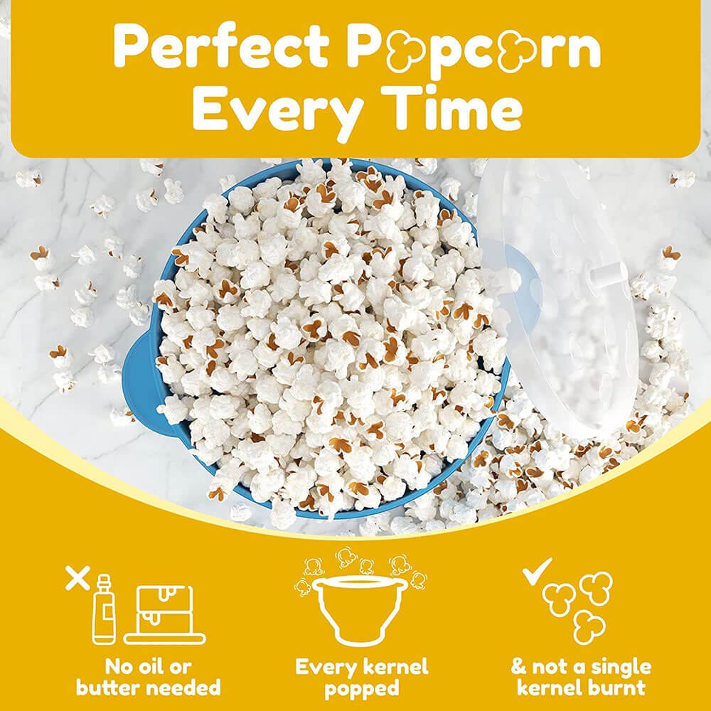 POPCO Silicone Microwave Popcorn Popper with Handles, Translucent Aqua