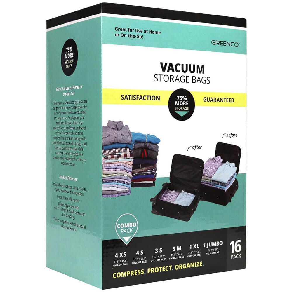 Greenco Vacuum Storage Bags, Variety Size, 16-Pack