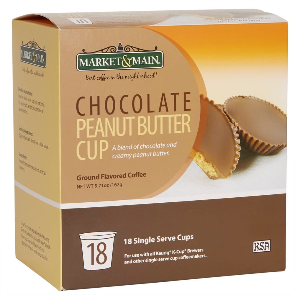 Market & Main Chocolate Peanut Butter Cup Coffee, 18 Count
