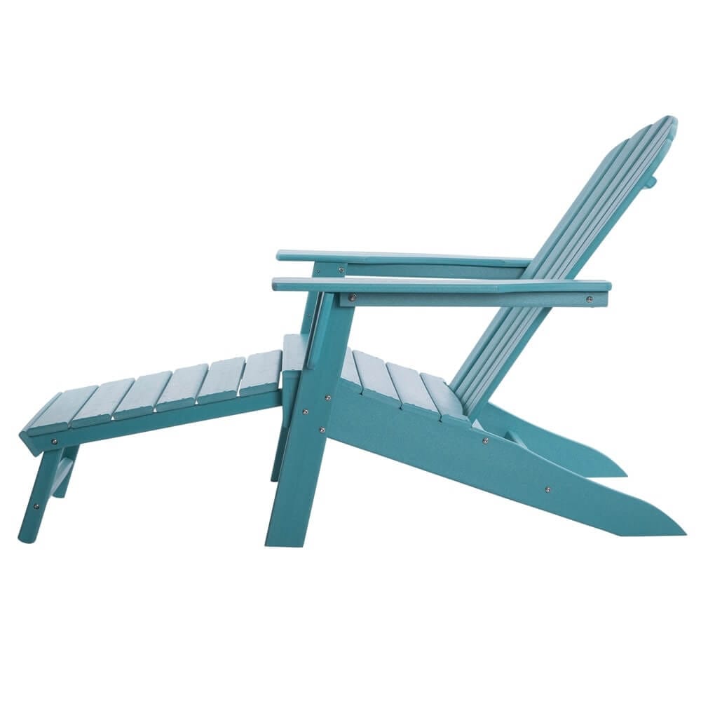 All-Weather Adirondack Chair with Ottoman, Blue