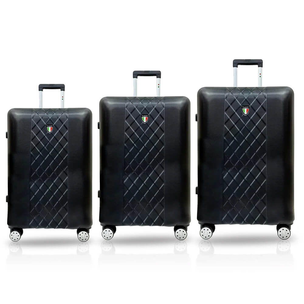 TUCCI Italy Borsetta 3-Piece (20", 24", 28") Luggage Set, Black