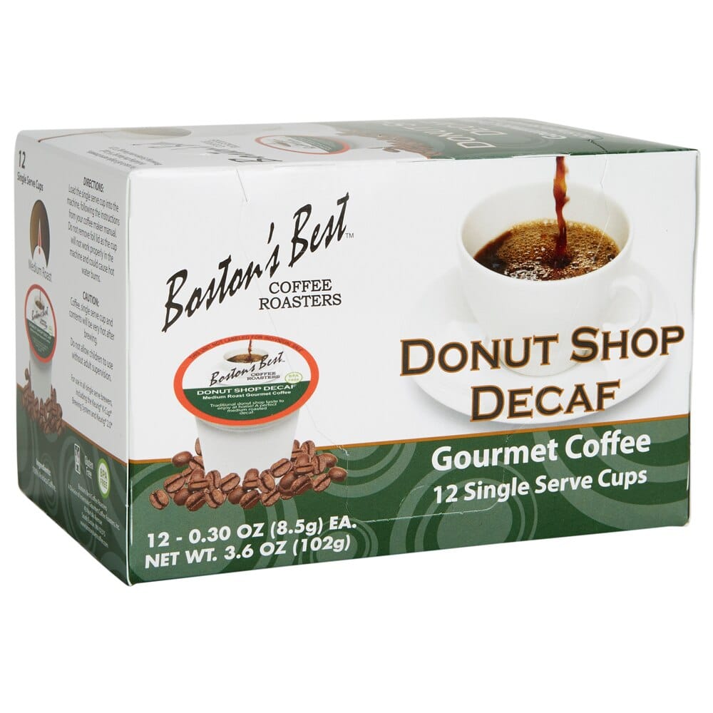Boston's Best Medium Roast Donut Shop Decaf Gourmet Coffee Cups, 12 Count