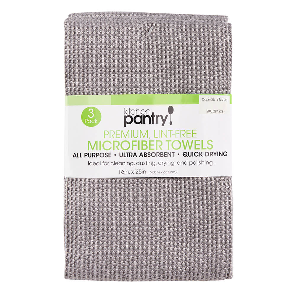 Kitchen Pantry Premium Microfiber Towels, 3 Pack